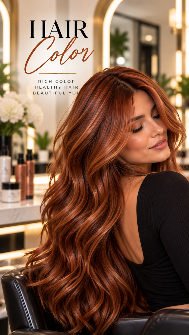 Radiant Copper Hair Salon Portrait